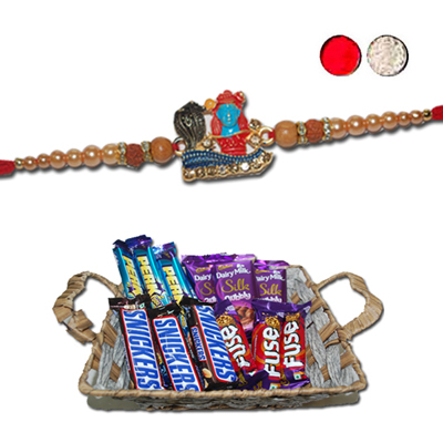 "Rakhi - ZR-5270 A  (Single Rakhi), Choco Thali - code RC04 - Click here to View more details about this Product